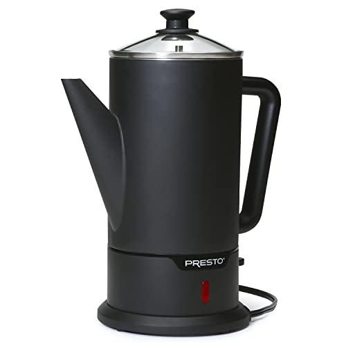 Presto 02815 12-Cup Cordless Coffee Percolator - Stainless Steel, Modern Design, Easy Pour Spout, Stay-Cool Handle, Matte-Black - Premium Home & Kitchen from PRESTO - Just $84.99! Shop now at JennyLynn & Co.