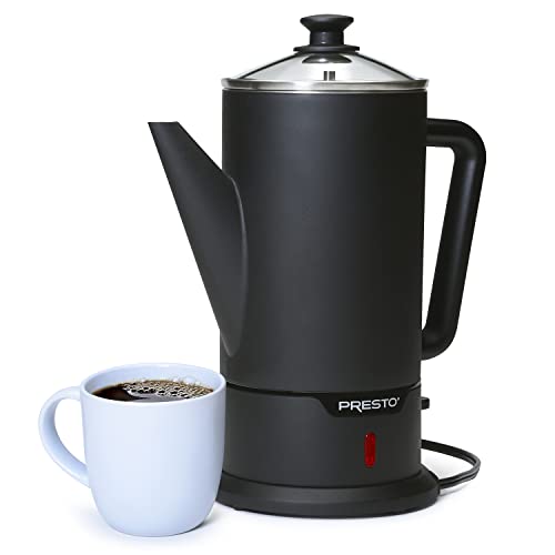 Presto 02815 12-Cup Cordless Coffee Percolator - Stainless Steel, Modern Design, Easy Pour Spout, Stay-Cool Handle, Matte-Black - Premium Home & Kitchen from PRESTO - Just $84.99! Shop now at JennyLynn & Co.