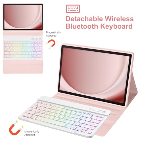 TaIYanG Backlit Keyboard Case for Samsung Galaxy Tab A9 Plus 11 Inch 2023 Model (SM-X210/X216/X218), Slim Lightweight Stand Cover with Magnetically Detachable Wireless Bluetooth Keyboard,Pink - Premium Electronics from TaiYanG - Just $29.99! Shop now at JennyLynn & Co.