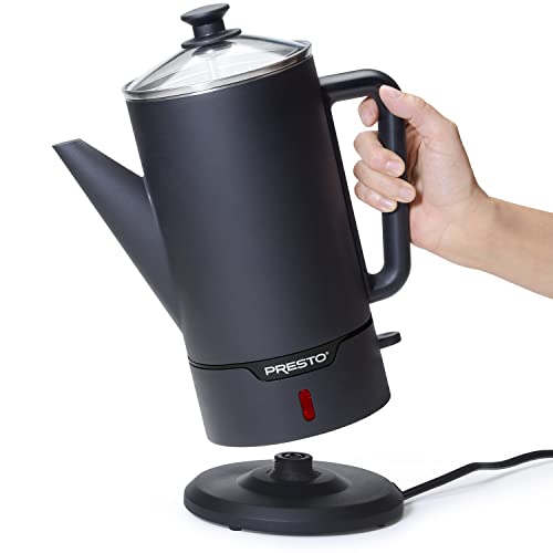 Presto 02815 12-Cup Cordless Coffee Percolator - Stainless Steel, Modern Design, Easy Pour Spout, Stay-Cool Handle, Matte-Black - Premium Home & Kitchen from PRESTO - Just $84.99! Shop now at JennyLynn & Co.